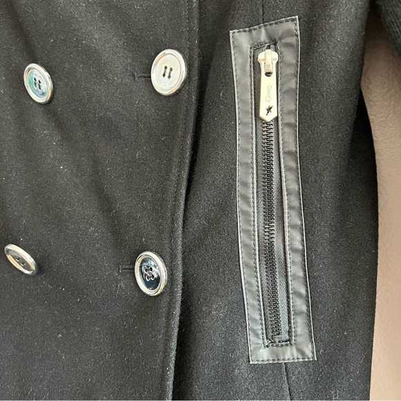 Circus By Sam Edelman Wool Blend Pea Coat Moto Zippers Black Size Small - Picture 6 of 15
